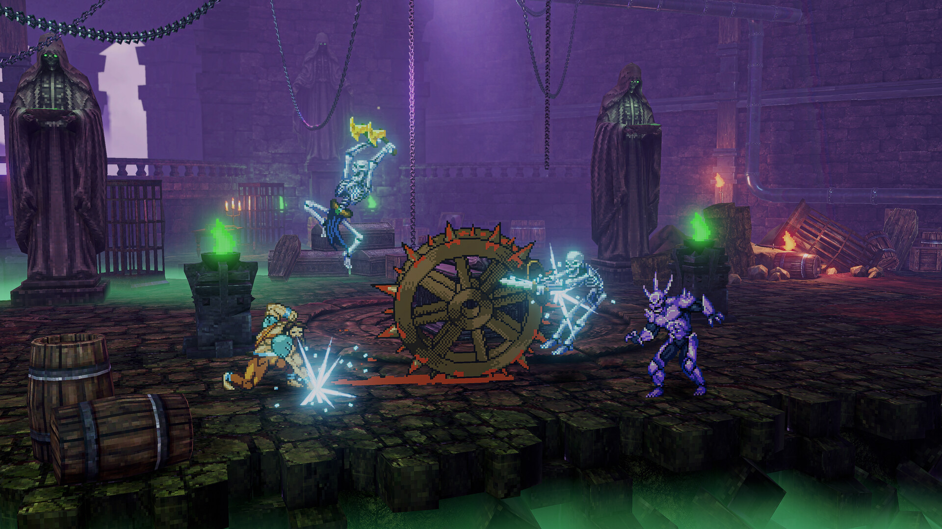 Sword clash beside a giant gear
