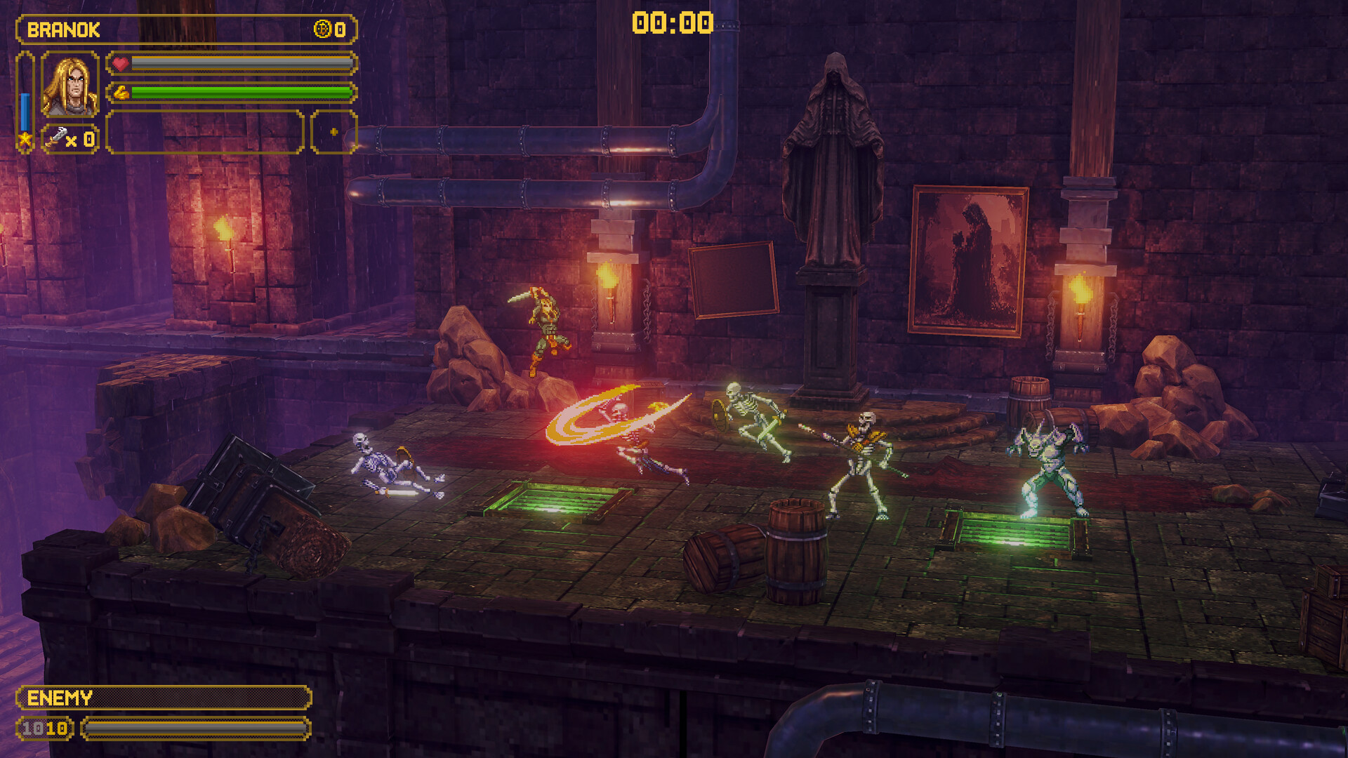 Branok fighting skeletons